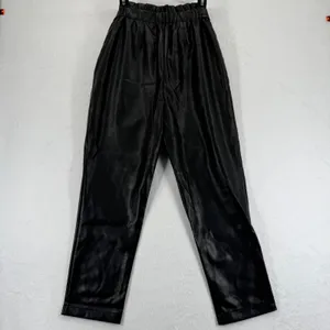 Avec Les Filles Black Faux Leather Paperbag Waist Pants Women's Size S‎ thumbnail 9