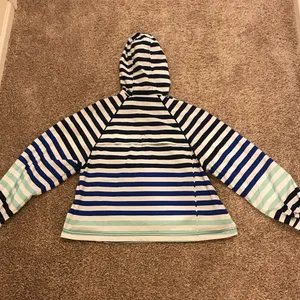 Hunter by Target Blue, Green, and White Rain Jacket. Has Stripes and Mesh Detail thumbnail 2