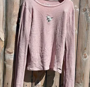 Hollister flowers embroidered cozy baby soft long sleeve tee thumbnail 2
