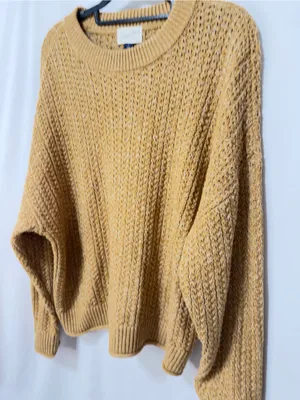 Universal Threads Womens‎ Sweater Size L Gold Knit Waffle Cozy Oversized thumbnail 4