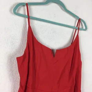 NEW Lulus Sunny Oasis Mini Dress XL Coral Red Ruffled Faux-Wrap Sleeveless thumbnail 5