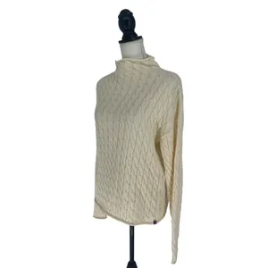 KULE The Mirabelle Cream Mock‎ Neck Cable Knit Cotton Sweater Size Medium thumbnail 5