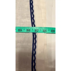 Boden Shift Dress Sz 16 Ivory Navy Blue Embroidered Linen V-Neck Boho Vacation thumbnail 11
