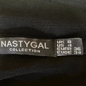 Nasty Gal Black Mesh Long Sleeve Ruched Square Neck Thong Bodysuit Top Size 4 thumbnail 7