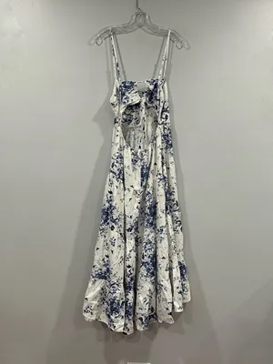 Lulus Mykonos Mood Ivory Floral Print Tie-Strap Tiered Midi Dress S/M? thumbnail 8