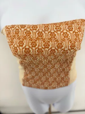 Free People In The Groove Smocked Strapless Tube Top Boho Ivory Orange L NWT thumbnail 10
