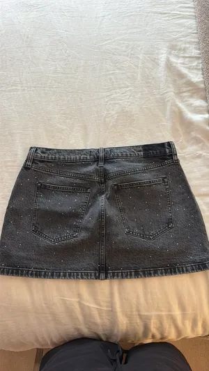 Abercrombie High-Rise Denim Skirt with rhinestones thumbnail 2