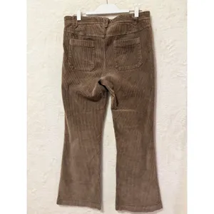 Free People Brown Corduroy Flare Pants Y2K Patch Pocket Boho 70s Style thumbnail 4
