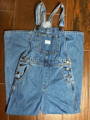 Levi’s Premium Denim Jean Dark Wash Straight Leg Overalls Womens Size XS thumbnail 1