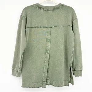 Pilcro Anthropologie Womens Olive Green Split Hem Boho Pullover Tunic Top Size M thumbnail 9