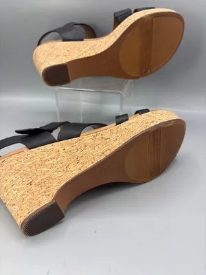 Naturalizer Cynthia Wedge Sandals Womens 9M Black Leather Cork Platform Straps thumbnail 6
