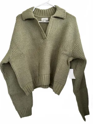 PacSun LA Hearts Gabriela Waffle Knit Collared Sweater Green NWT XL thumbnail 3
