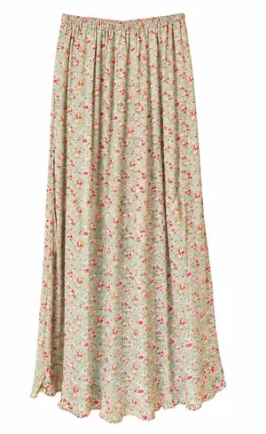 April Cornell Vintage Sage Green Floral Maxi Skirt M Rayon Cottagecore Boho Slit thumbnail 1
