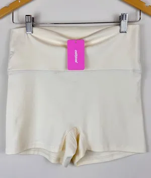 Edikted Foldover Micro Shorts Yellow Cream Cotton Stretch Y2K Size Small NWT thumbnail 1