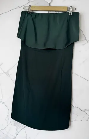 Naked Zebra Size S Dark Green Off-Shoulder Ruffle Overlay Dress thumbnail 1