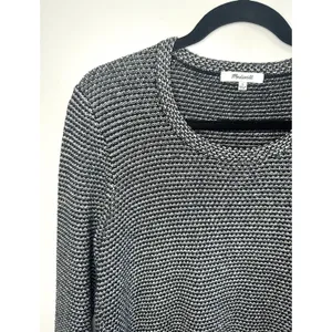 Madewell Size L Women's Pullover Striped Black‎ White Textured Knit Long Sleeve thumbnail 4