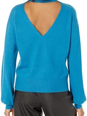 Women's Mock Neck Balloon Sleeve Sweater - Beige thumbnail 2