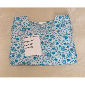 Draper‎ James XXL V-Neck Puff Sleeve Floral Top Blue Paisley Cotton Blouse NWOT thumbnail 5