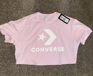 Converse Star Chevron Cropped T-Shirt in Light Pink thumbnail 1
