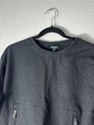 Lauren Ralph Lauren Crewneck Sweatshirt Zip Pockets Grey XS thumbnail 2