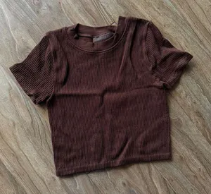 Forever 21 Chocolate Ribbed Short Sleeve Top thumbnail 1
