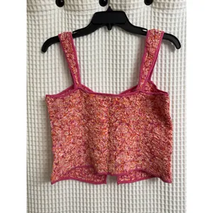 American Eagle Cropped Sleeveless Pink Floral Top Medium NE thumbnail 6