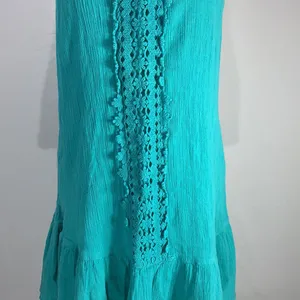 Teal Ruffled Embroidered Mini Sundress Size Large Jr thumbnail 3