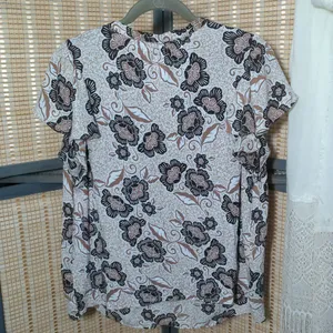 Loft Brown Floral Print Short Sleeve Blouse thumbnail 4