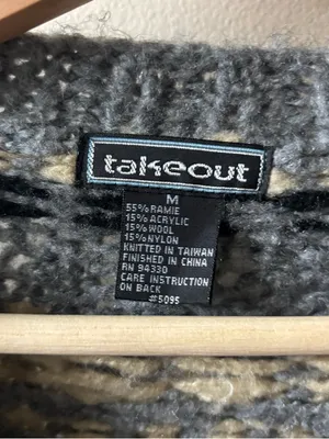 Takeout Fair Isle Chunky Crew Sweater - Cream, Gray & Black thumbnail 3