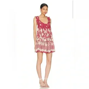 NWT Free People Intimately Bali Wild Daisy Slip Mini Dress Renaissance Red Combo thumbnail 6