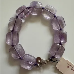Peyote Bird Free Spirit Amethyst Sterling Silver Chunky Knotted Bracelet 8" NWT thumbnail 2