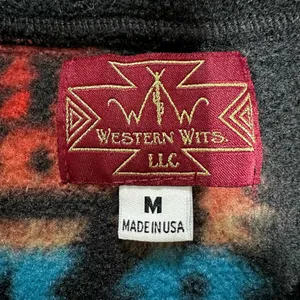 VTG Western Wits Aztec Fleece Pullover Black Size M thumbnail 4