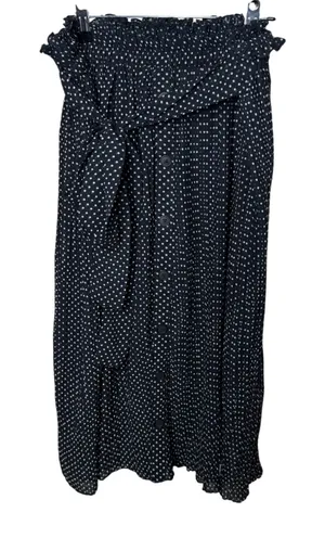 Live 4 Truth Black White Polka Dot Button Front Smocked Midi Skirt Large thumbnail 1