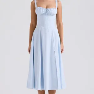 HOUSE OF CB 'Carmen' Soft Blue Cotton Bustier Sundress NWOT thumbnail 8