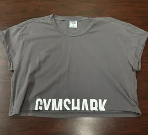 Gymshark Gray Short Sleeve Athletic Crop Top Size X-Large thumbnail 1