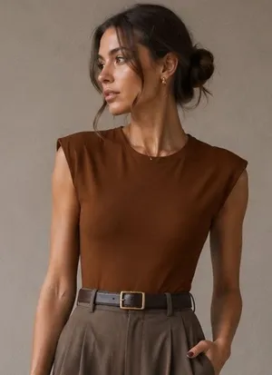 REORIA High Neck Sleeveless Bodysuit Womens M Fall Stretch Layering Minimalist thumbnail 1