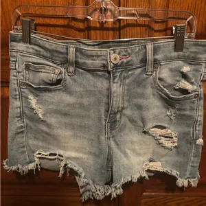 American Eagle Outfitters Light Blue Distressed Jean Shorts thumbnail 3