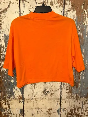 Reebok Women's MYT Crop Graphic 95 T-shirt Orange sz Small Retro Streetwear thumbnail 4