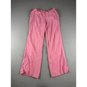 Pink Linen Blend Drawstring Wide Leg Pants Womens Casual Beach Trousers thumbnail 2