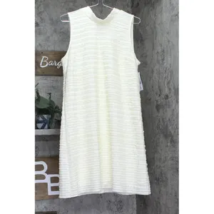 NWT Signature By Robbie Bee Neck Textured Cocktail Shift Dress Cream Offwhite L thumbnail 4
