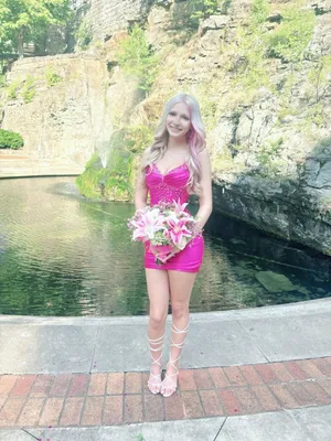 Hot pink bella divine beaded dress thumbnail 2