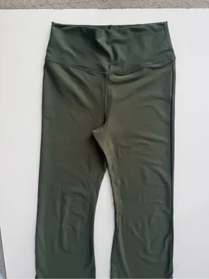 Abercrombie & Fitch YPB sculptLUX Split Hem-Flare Olive Green Leggings Size L thumbnail 3