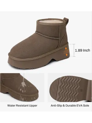 NEW Vegan Suede Fleece Bow Boots Mini Snow Boots Ankle Booties 8.5 thumbnail 3