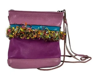 Vibrant Purple Boho Crossbody Bag with Fringe thumbnail 1