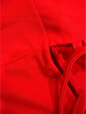 Red Lace Up Back Bodycon Ruffle Hem Spaghetti Strap Mini Cocktail Date Night thumbnail 10