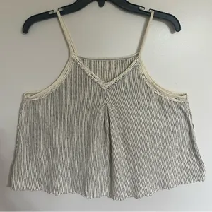 We the Free‎ Women's Size Medium Gray Cream Striped Tank Crop Top Flowy Summer thumbnail 11