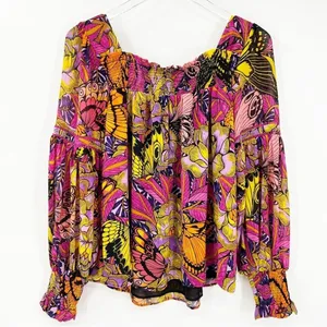 NEW Anthropologie x Alexandra Farmer Puff Sleeve Floral Popover Blouse S Cottage thumbnail 3