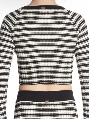 For Love and Lemons Knitz Cropped Striped Sweater Size Small thumbnail 2