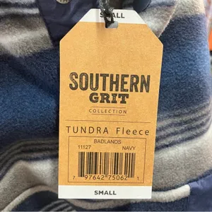 Southern Grit Tundra Fleece‎ Pullover Snap Striped Blue Grey Southwestern Womens thumbnail 10