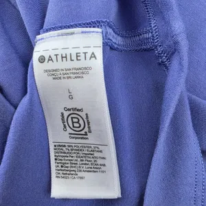 Athleta Explore Tee Adonis Blue V-Neck Split Tie Back Cap Sleeve Top 586522 L thumbnail 7